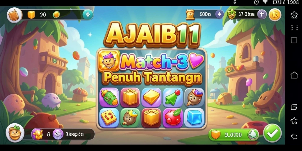 Tampilan gameplay seru di AJAIB11 dengan kombinasi warna mencolok.