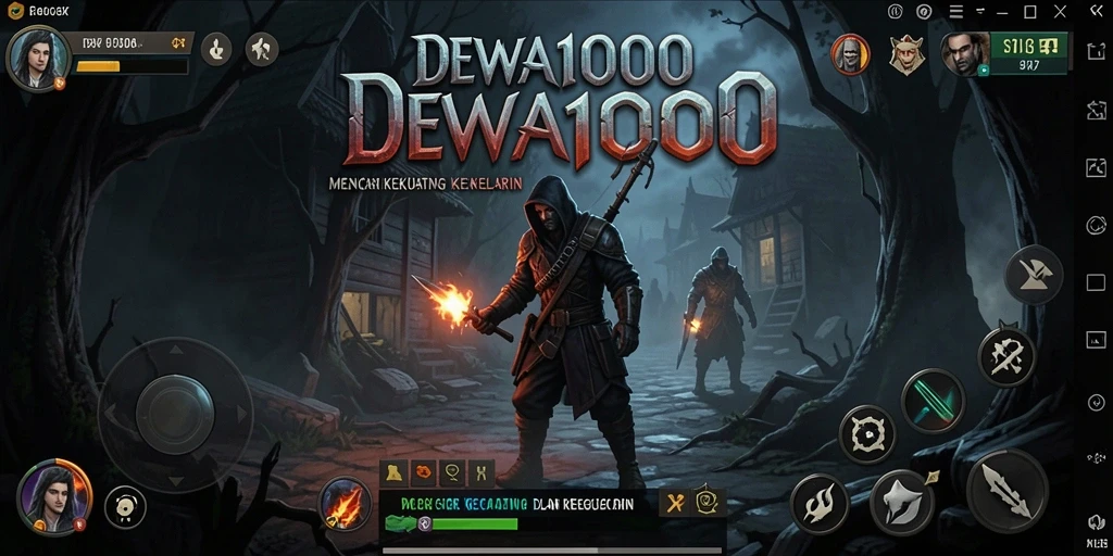 Tangkapan layar gameplay DEWA1000 menunjukkan ketegangan tinggi di dunia horor.