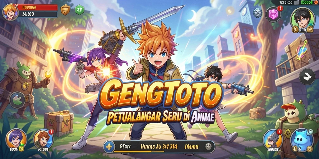 Screenshot menampilkan pertarungan epik di dunia anime GENGTOTO.