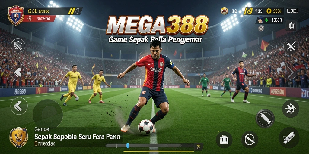 Tampilan seru dari gameplay MEGA388 yang menampilkan aksi sepak bola.