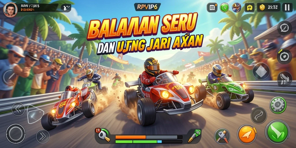 Tampilan seru gameplay RPVIP6 dengan balapan yang mendebarkan.