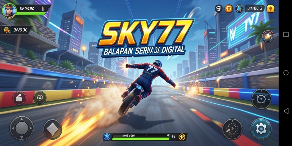 Tangkapan layar dari gameplay seru dalam balapan di SKY77.