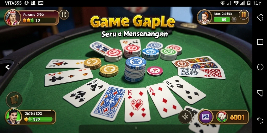 Gameplay seru dan interaktif dalam VITA555 dengan suasana Gaple.